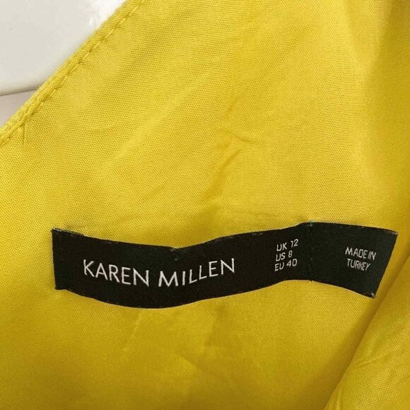 Karen Millen  Lime  Yellow Textured A-line Dress Size 8 - Picture 6 of 8